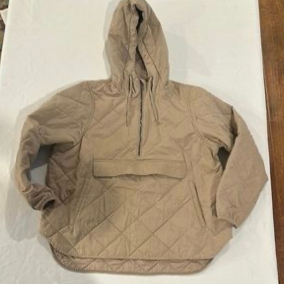 Banana Republic Quilted Half Zip Anorak Jacket Coat NEW XS Tan Beige - Picture 10 of 14
